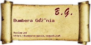 Bumbera Génia névjegykártya